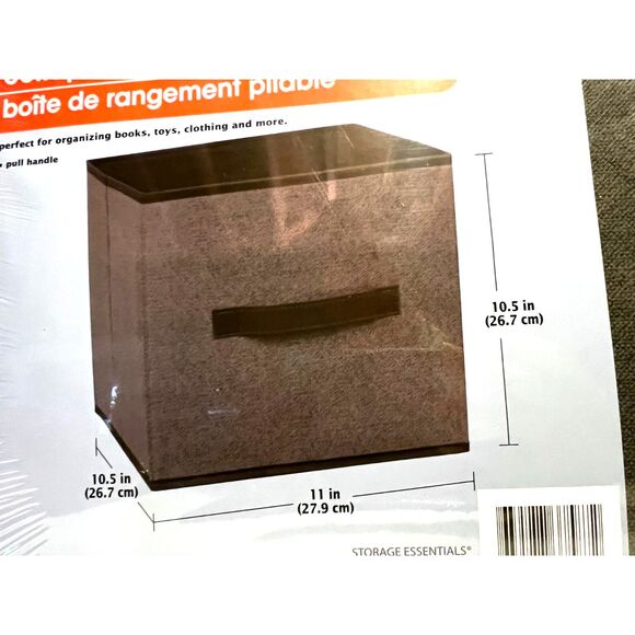 2 Essentials Collapsible-Storage Containers 10.5" x 11" x 10.5" Bins Pull Handle - Picture 4 of 5